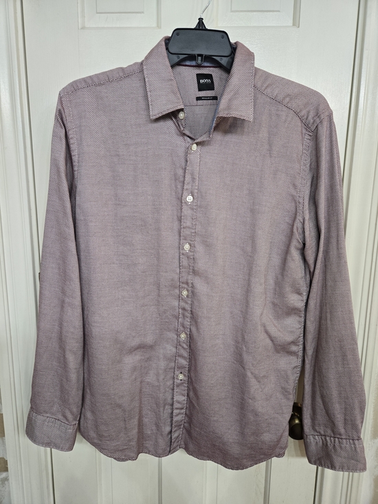 Hugo Boss Other - Hugo Boss Standard Fit Dress Shirt XL in Burgundy and White
